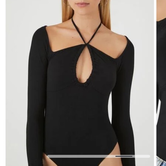 Cutout halter bodysuit in black - Picture 3 of 13